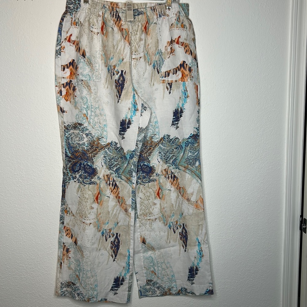 Chico’s 100% Linen Francesca Wide Leg Pants Size 2